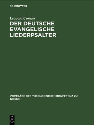 cover image of Der deutsche evangelische Liederpsalter